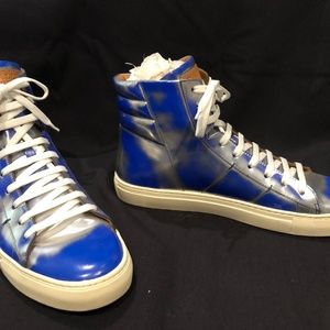 BALLY MENS TRUE BLUE HENSEL HIGH-TOP LEATHER SNEAKERS Size 11